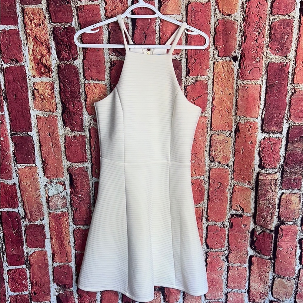 Dina Be Cream Halter A-line Cocktail Dress Ivory Ribbed A-Line Dress Size M